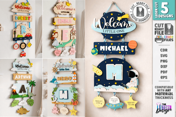 3D Nursery Layered Wall Signs Bundle CNC for Creative and Practical Use