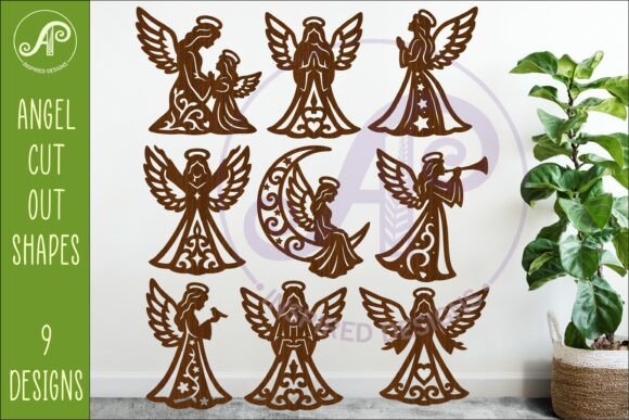 Angel SVG Silhouette Bundle 9 Designs for Creative and Spiritual Projects