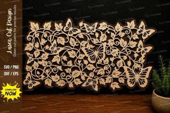 Butterfly Floral Panel Laser Cut Svg for Creative and Professional Projects