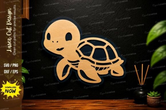 Cute Turtle Laser Cut SVG Design