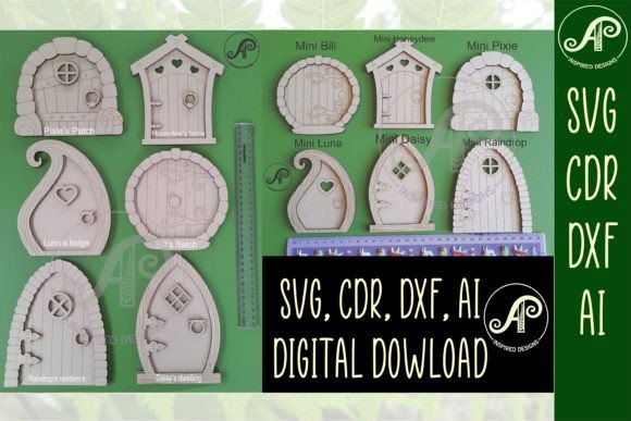 Fairy Doors, Laser Cut File. 2 Layer