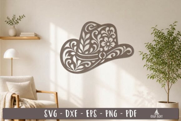 Floral Cowboy Hat SVG Laser Cut