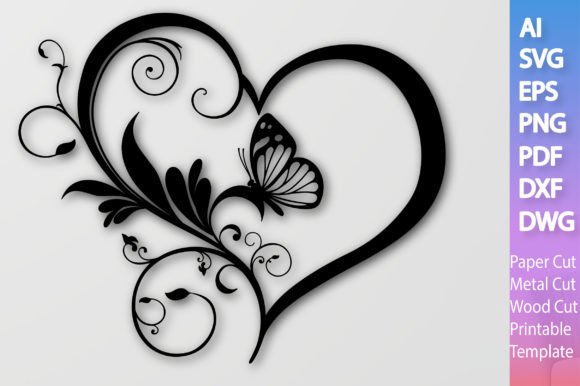 Floral Heart Butterfly SVG 3