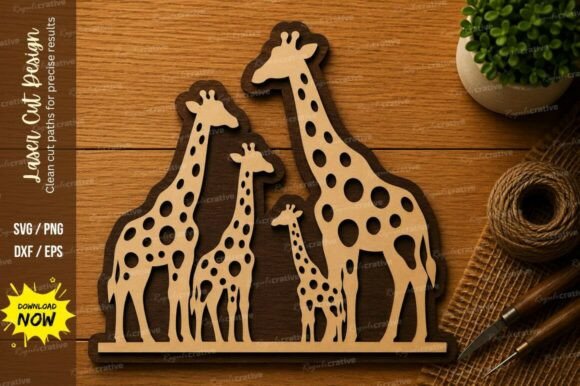 Giraffe Family SVG Safari Animal Laser