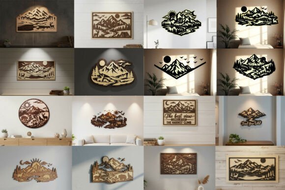 Laser Cut Mountain Wall Art SVG Bundle