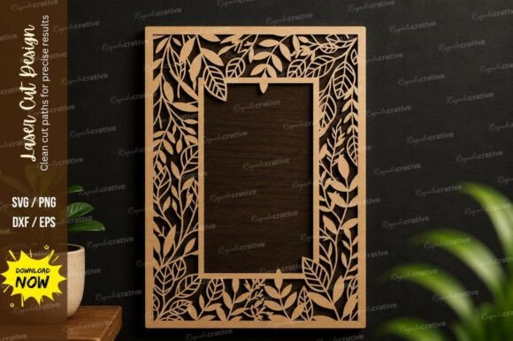 Leaf Border Frame Laser Cut SVG Design