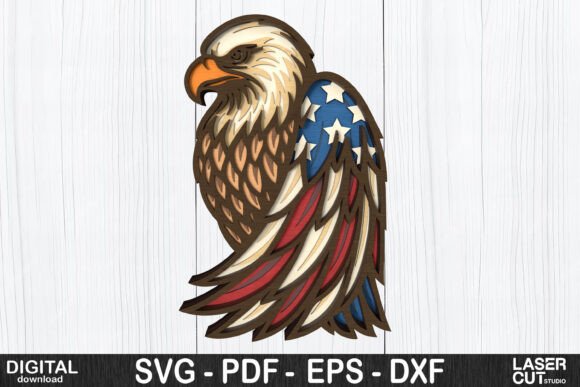 Patriotic Eagle Layered SVG Laser Cut: A Symbol of Freedom in Digital Craft