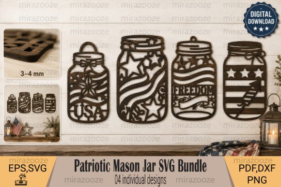 Patriotic Mason Jar SVG Bundle