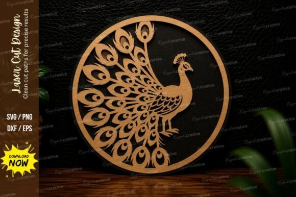 Peacock Mandala Circle Laser Cut SVG