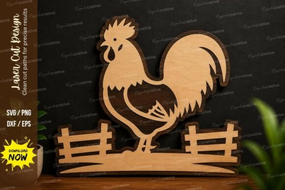 Rooster Farm Laser Cut SVG Design for Precision and Creativity