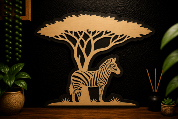 Zebra Tree Scene Laser Cut SVG Design: A Creative Solution for DIY Enthusiasts